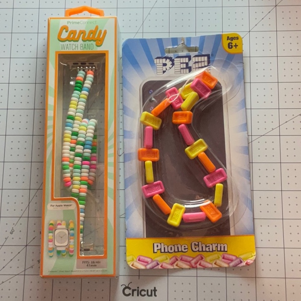 Candy Watch Band & Pez candy phone charm bundle